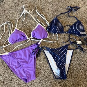 EUC LOT OF BIKINIS Purple, fashion Polka Dot Set fitting medium great women’s